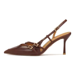 Braune Pumps mit offener Ferse