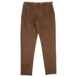 Braune Tapered Fit Baumwoll-Twill Hose