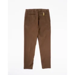 Braune Tapered Fit Baumwoll-Twill Hose