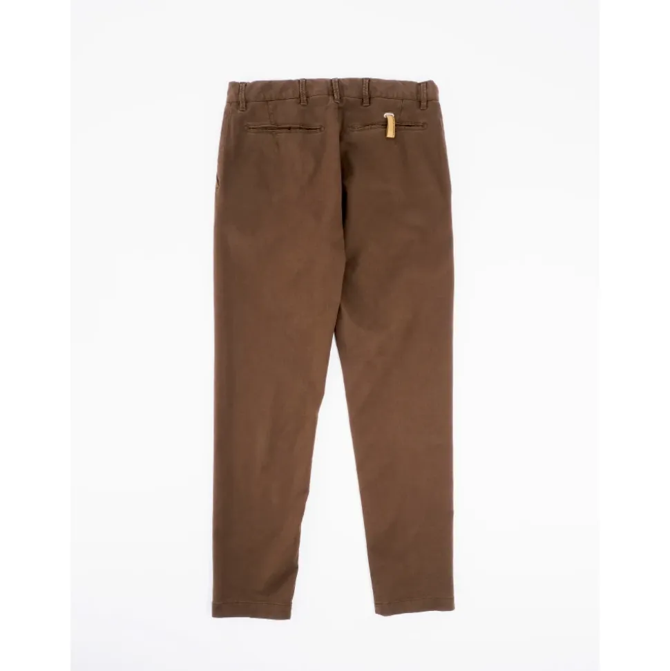 Braune Tapered Fit Baumwoll-Twill Hose