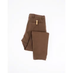 Braune Tapered Fit Baumwoll-Twill Hose