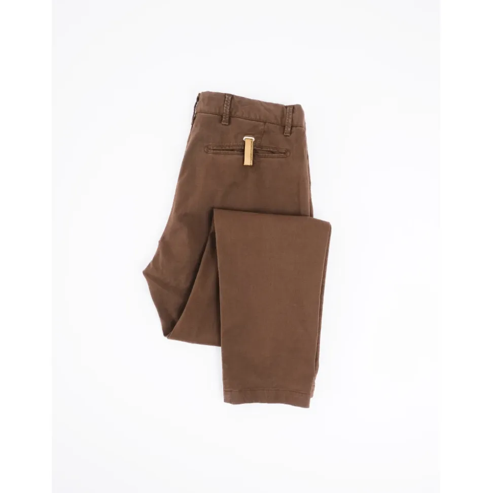 Braune Tapered Fit Baumwoll-Twill Hose