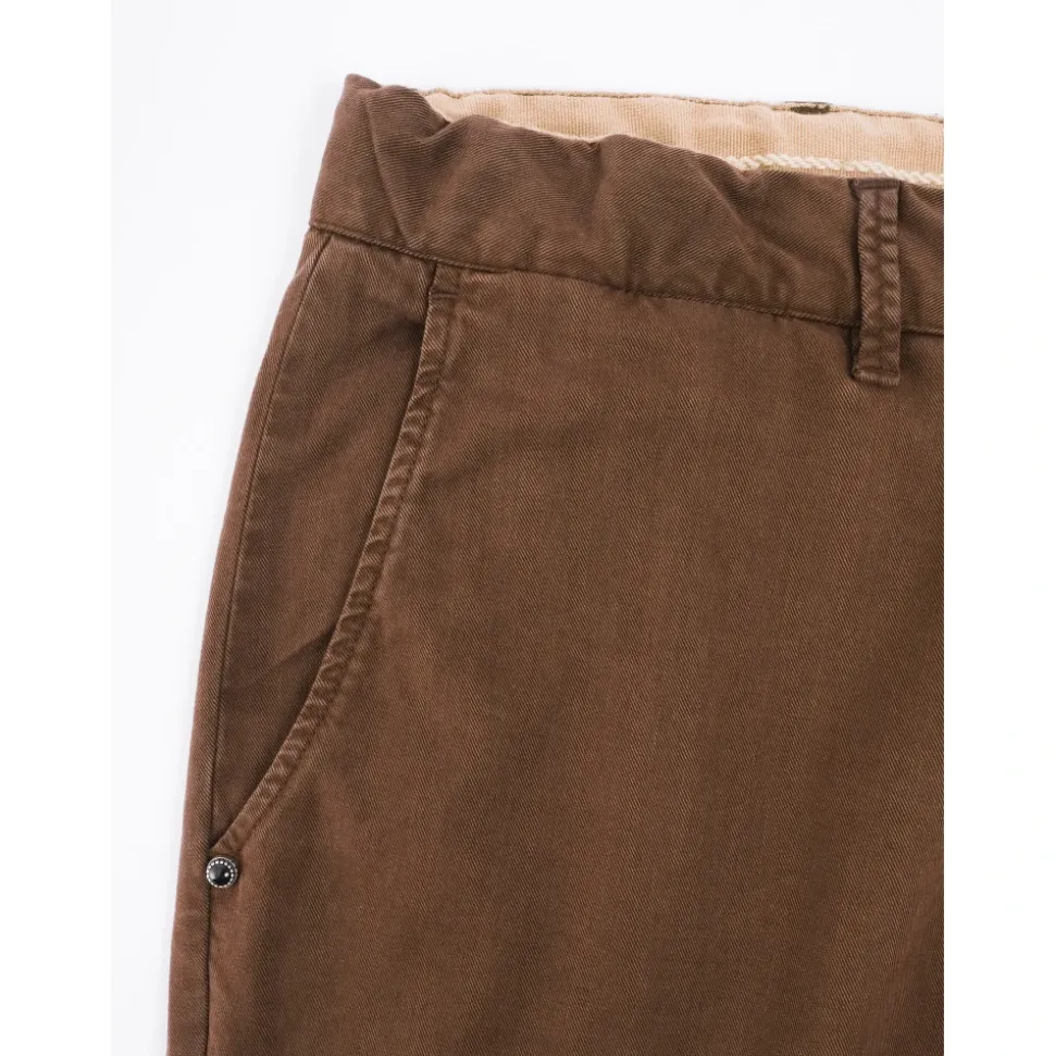 Braune Tapered Fit Baumwoll-Twill Hose
