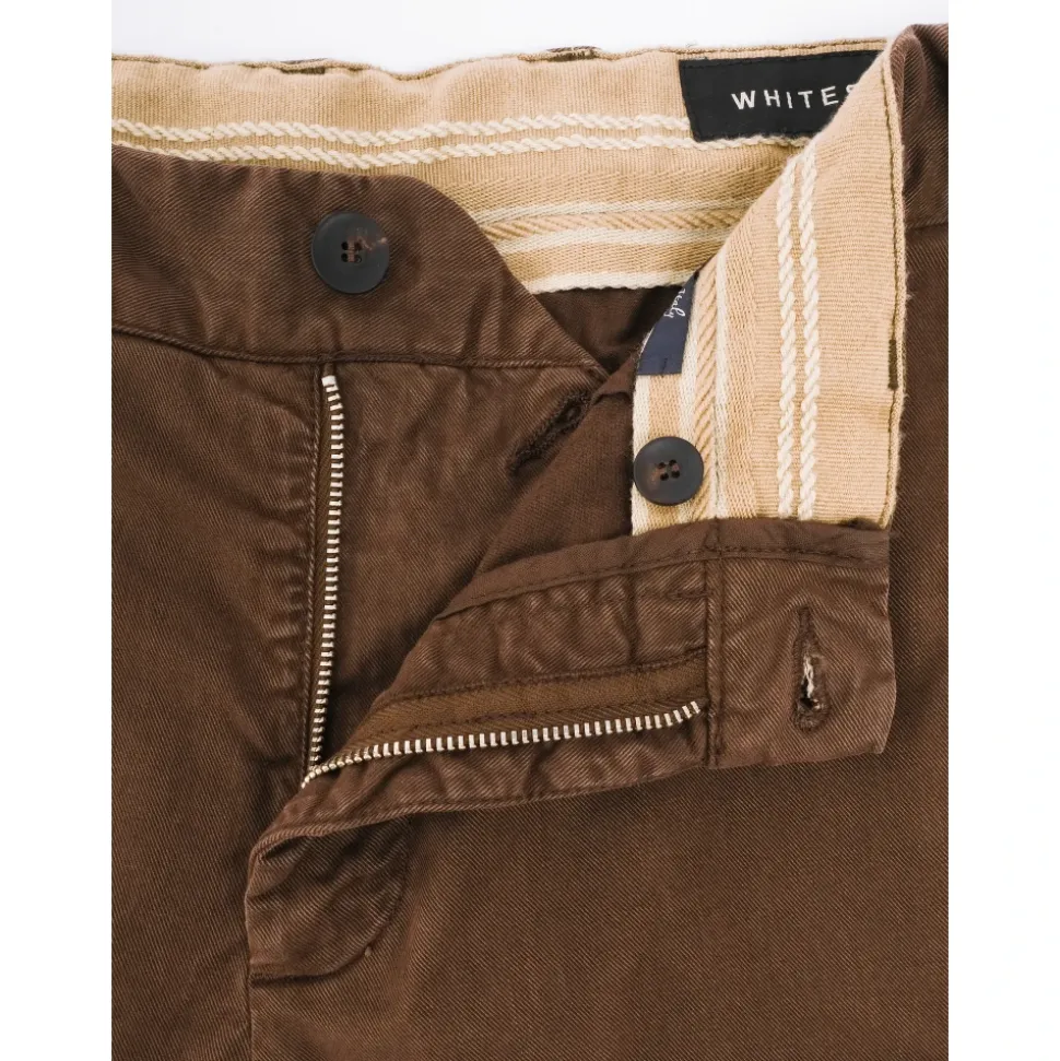 Braune Tapered Fit Baumwoll-Twill Hose