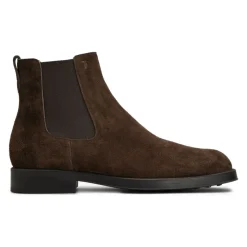 Braune Wildleder Chelsea Stiefel Niedriger Absatz