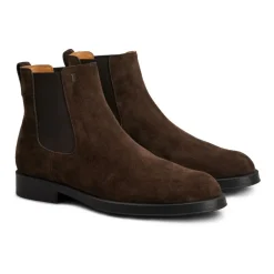 Braune Wildleder Chelsea Stiefel Niedriger Absatz