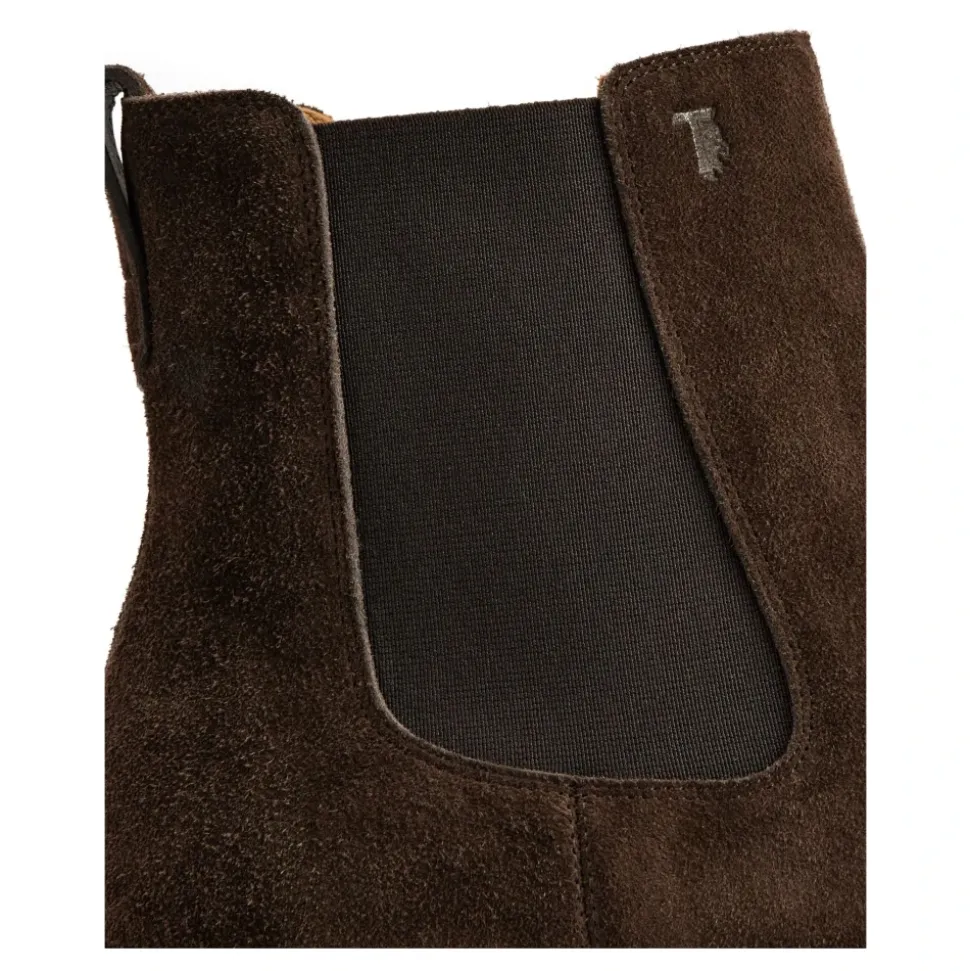 Braune Wildleder Chelsea Stiefel Niedriger Absatz