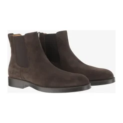 Braune Wildleder Stiefeletten Niedriger Absatz