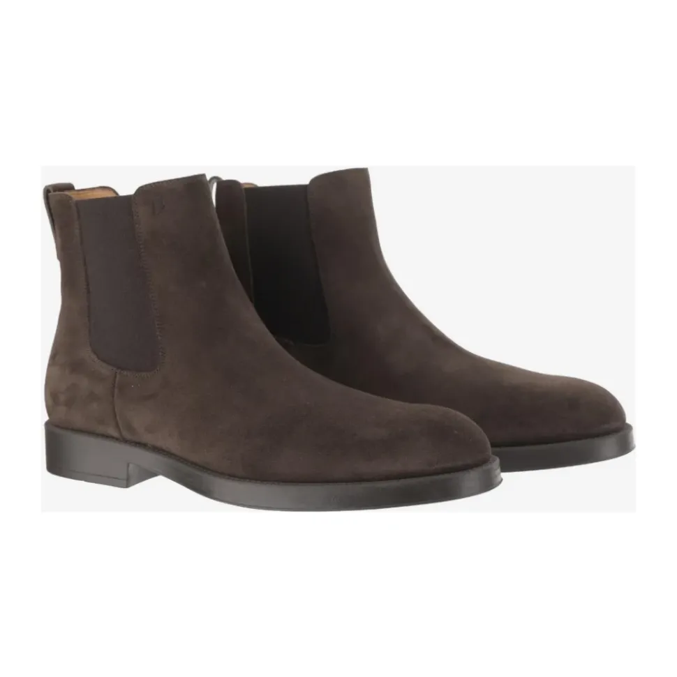 Braune Wildleder Stiefeletten Niedriger Absatz