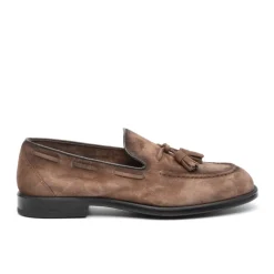 Braune Wildleder-Loafer mit Quasten
