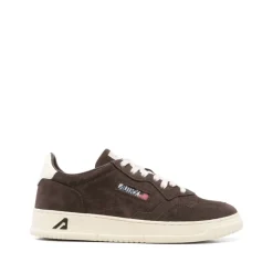 Braune Wildleder-Sneakers mit Blauem Detail