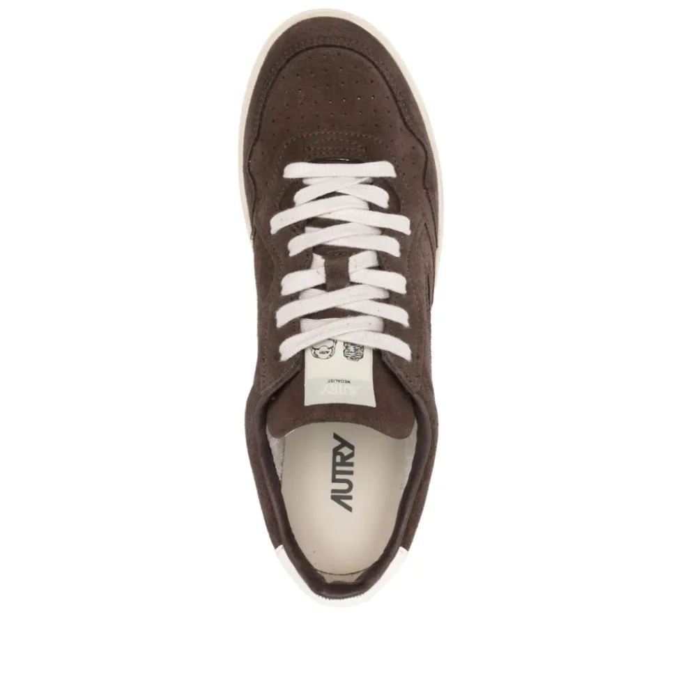 Braune Wildleder-Sneakers mit Blauem Detail