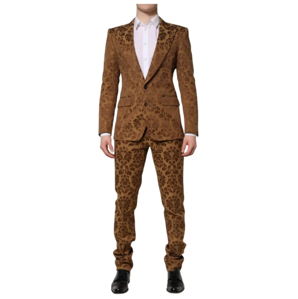 Brauner Blumen Jacquard SICILIA Anzug