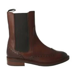 Brauner Leder-Chelsea-Boot mit Brogue-Details