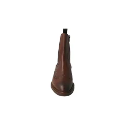 Brauner Leder-Chelsea-Boot mit Brogue-Details