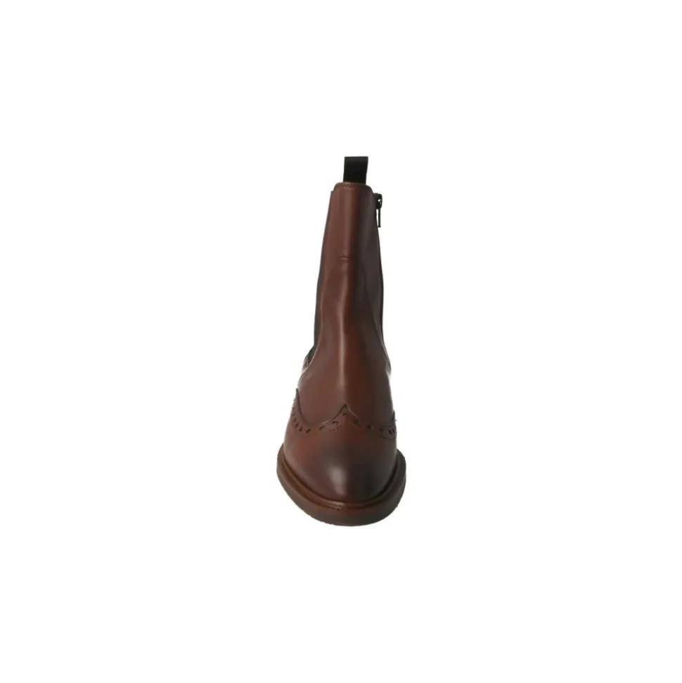 Brauner Leder-Chelsea-Boot mit Brogue-Details