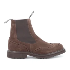 Brauner Wildleder Chelsea Boot mit Brogue-Detail