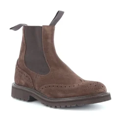 Brauner Wildleder Chelsea Boot mit Brogue-Detail