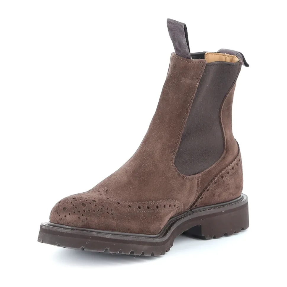 Brauner Wildleder Chelsea Boot mit Brogue-Detail