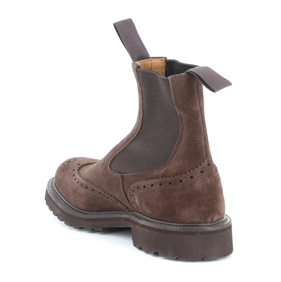 Brauner Wildleder Chelsea Boot mit Brogue-Detail