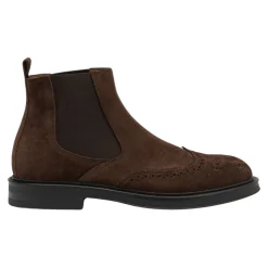Brauner Wildleder Chelsea Boot mit Perforiertem Detail