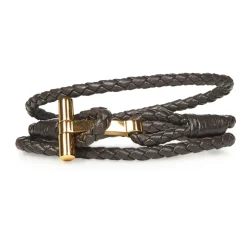 Braunes Leder T-Geflochtenes Armband