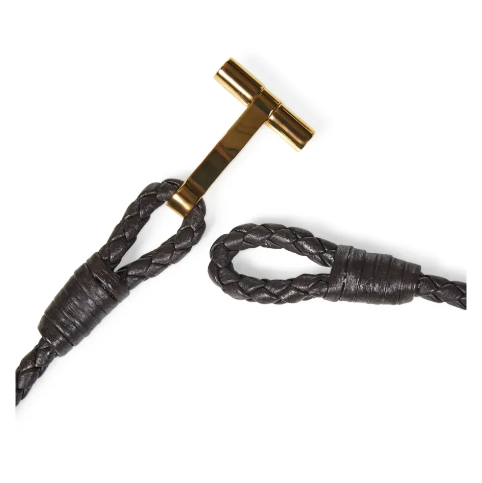 Braunes Leder T-Geflochtenes Armband