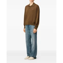 Braunes Wollseiden-Poloshirt