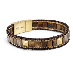 Brown Tiger Eye Stud Bracelet