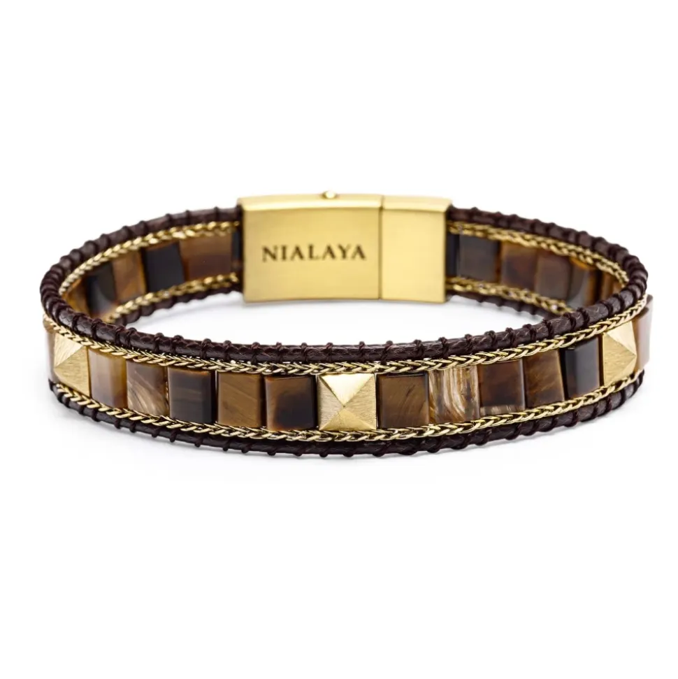 Brown Tiger Eye Stud Bracelet
