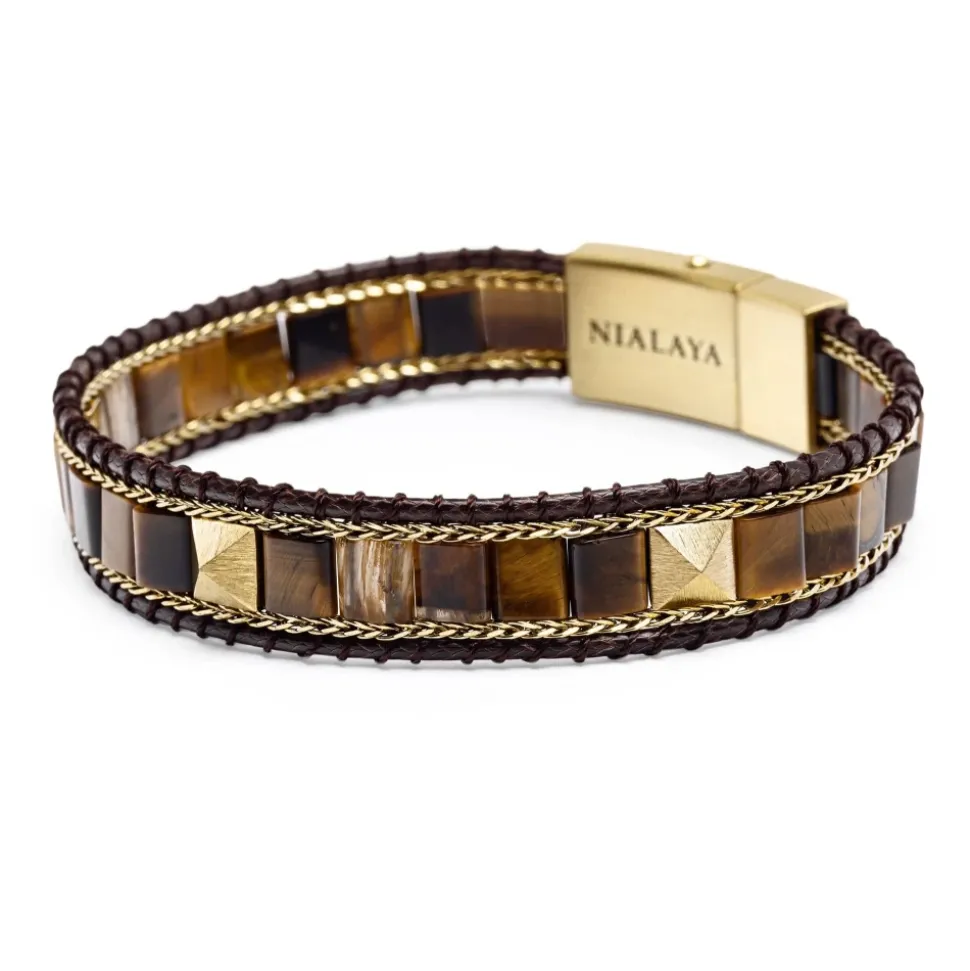Brown Tiger Eye Stud Bracelet