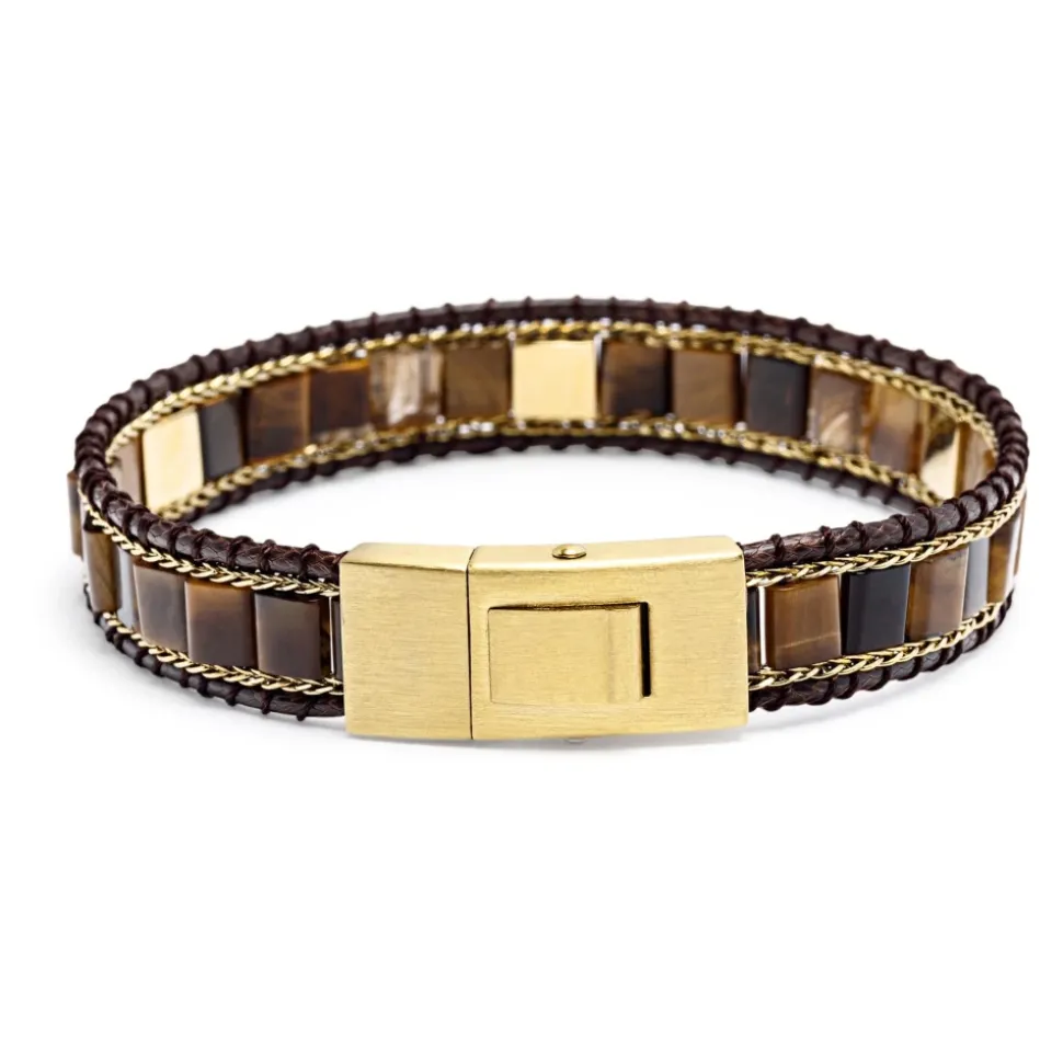 Brown Tiger Eye Stud Bracelet