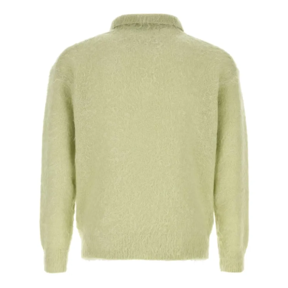 Brushed Super Kid Mohair Strick-Polohemd