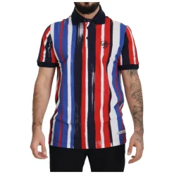 Bunt gestreiftes Baumwoll-Polo-T-Shirt
