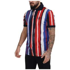 Bunt gestreiftes Baumwoll-Polo-T-Shirt