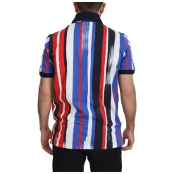 Bunt gestreiftes Baumwoll-Polo-T-Shirt