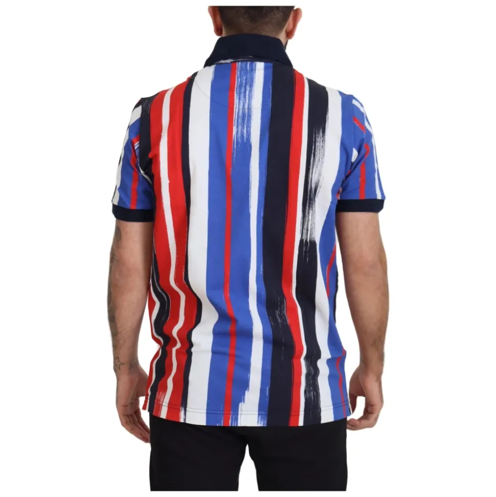 Bunt gestreiftes Baumwoll-Polo-T-Shirt