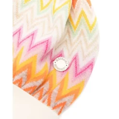 Bunte Zigzag Beanie mit Pompom