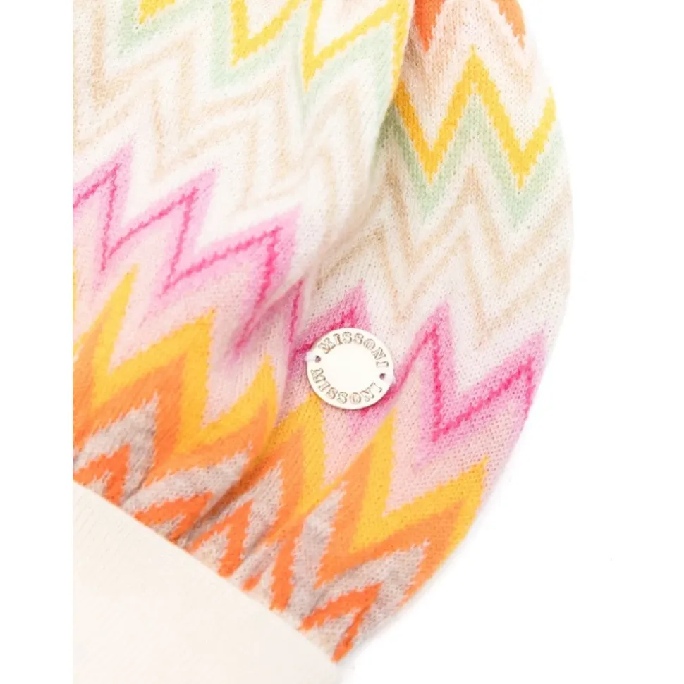 Bunte Zigzag Beanie mit Pompom