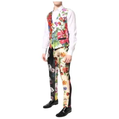 Buntes Blumen Seiden 3-Teiliges Anzug
