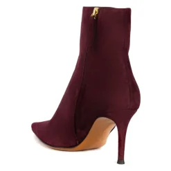 Burgund Wildleder Stiefeletten mit 7cm Absatz