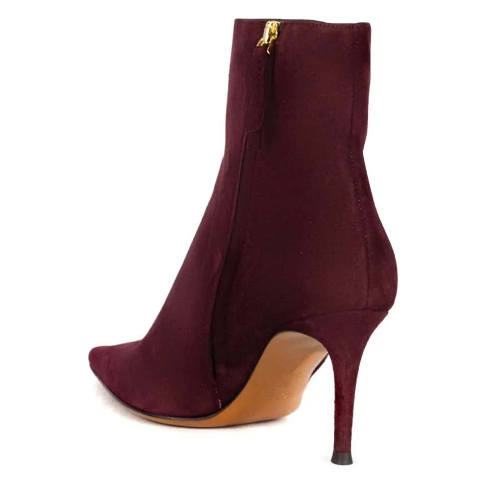Burgund Wildleder Stiefeletten mit 7cm Absatz