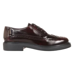 Burgunder Leder Derby Schuhe Gummisohle