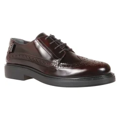 Burgunder Leder Derby Schuhe Gummisohle