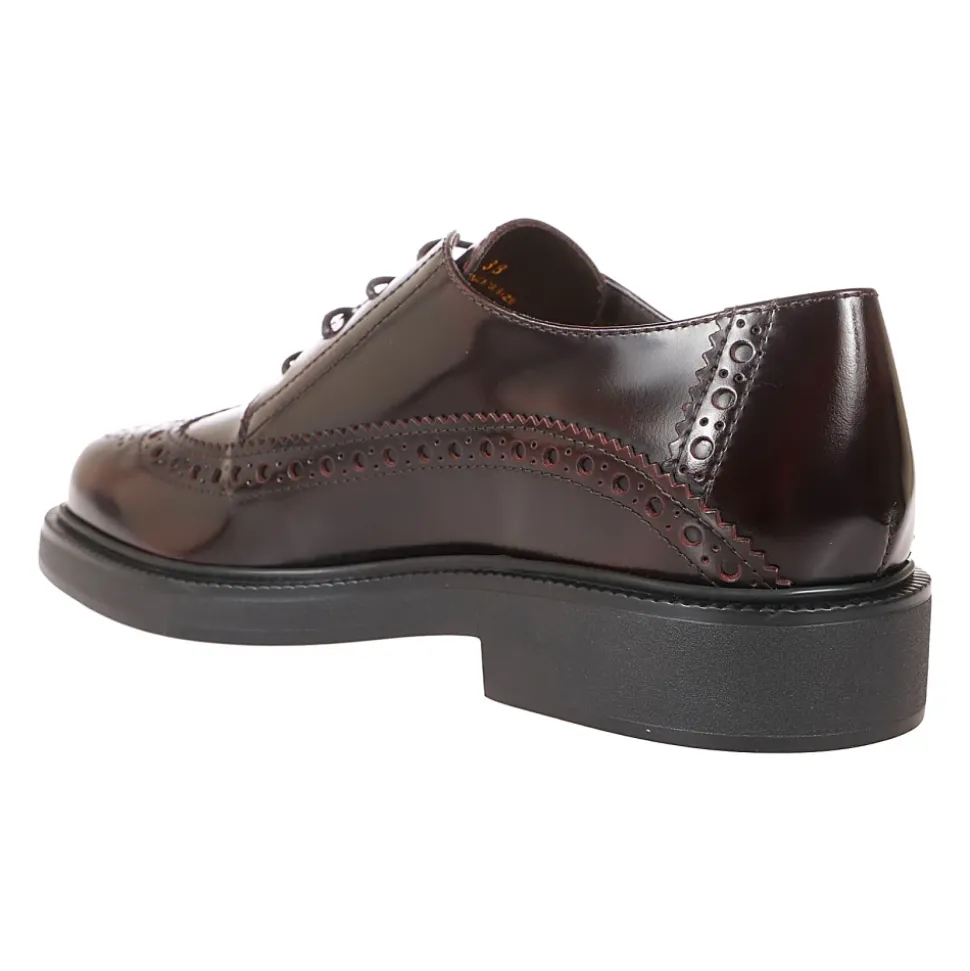Burgunder Leder Derby Schuhe Gummisohle