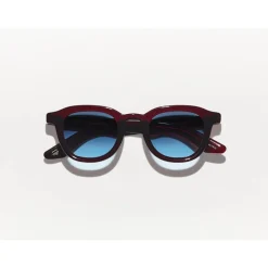 Burgunder Sonnenbrille Blaue Gläser Quadratisch
