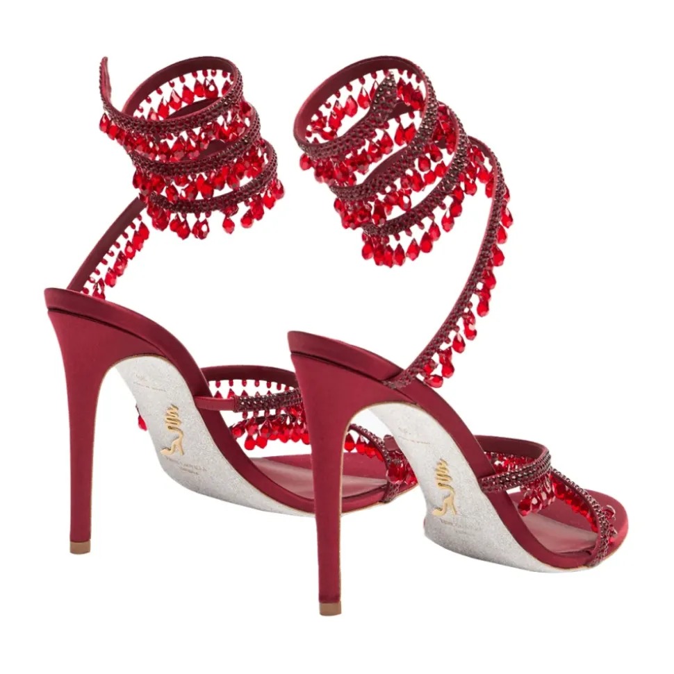 Burgundy Chandelier High Sandals in Rot