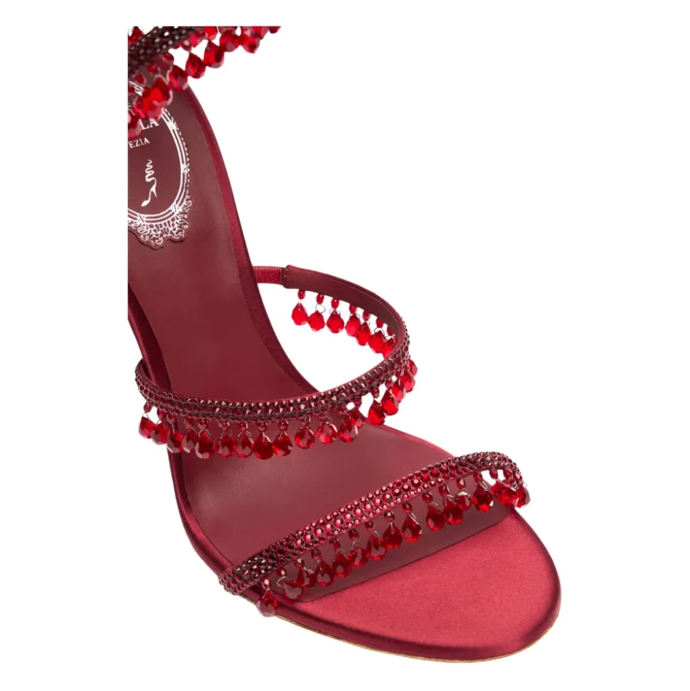 Burgundy Chandelier High Sandals in Rot