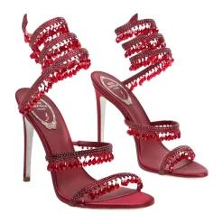 Burgundy Chandelier High Sandals in Rot