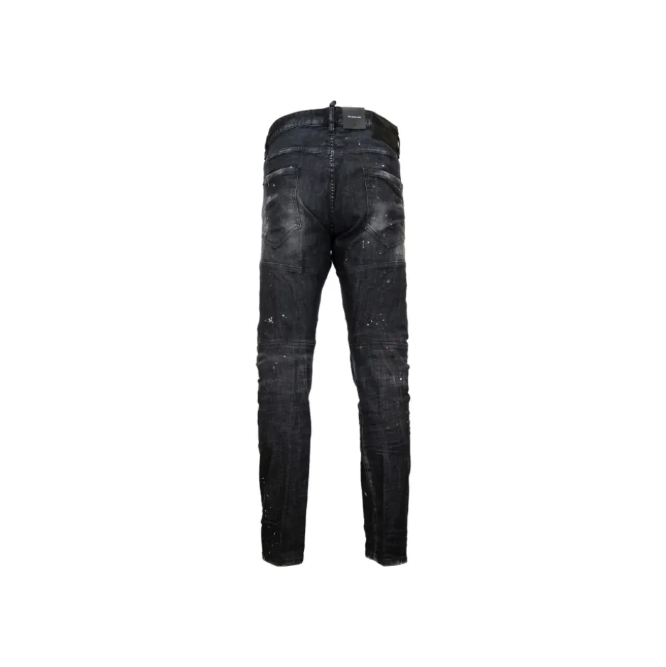 Button Jeans mit Lederpatch